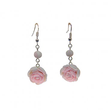 Розовые серьги Нежный пион